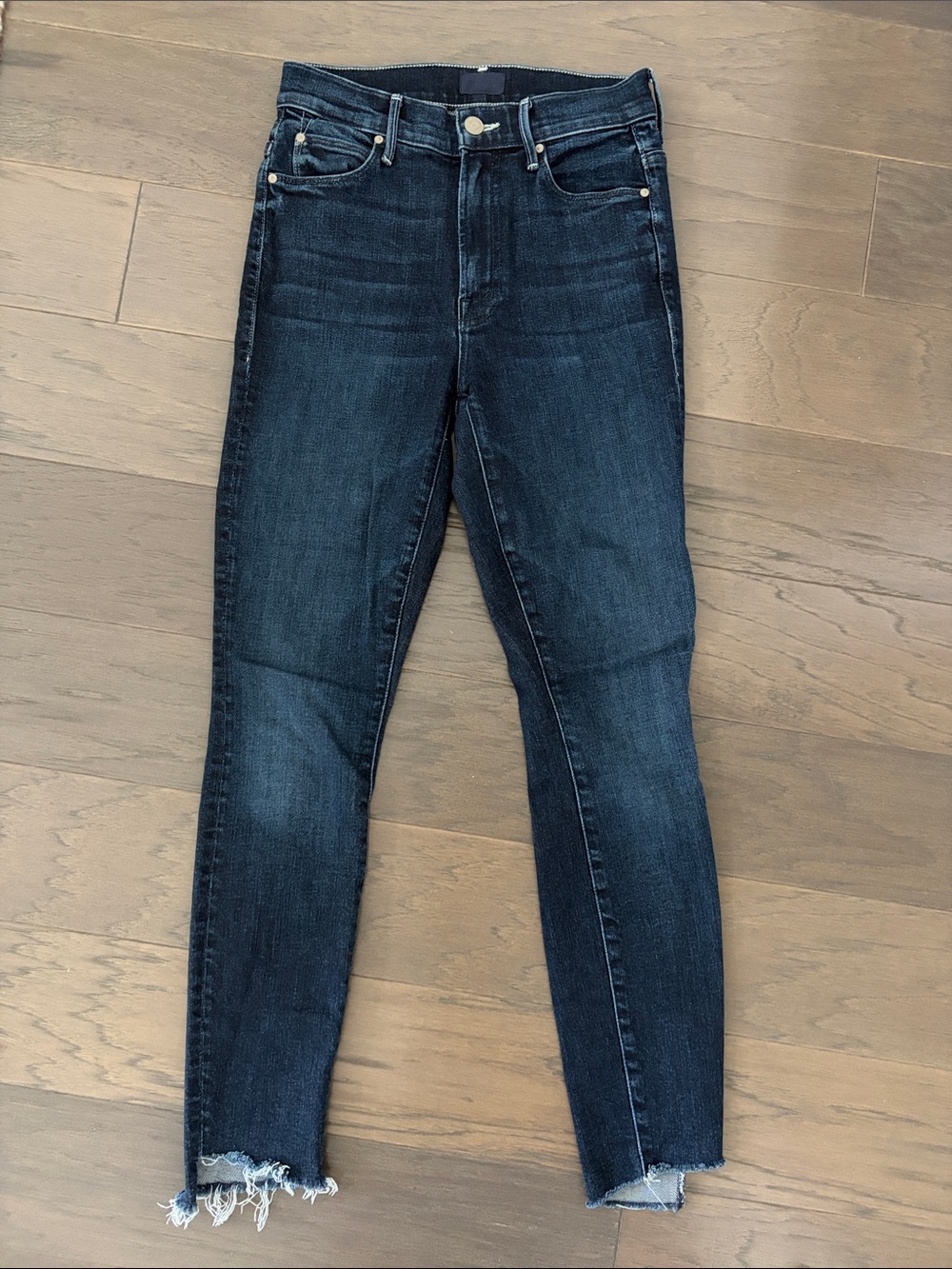 Mother Dark Wash High-Rise Skinny Jeans - Dark blue wash